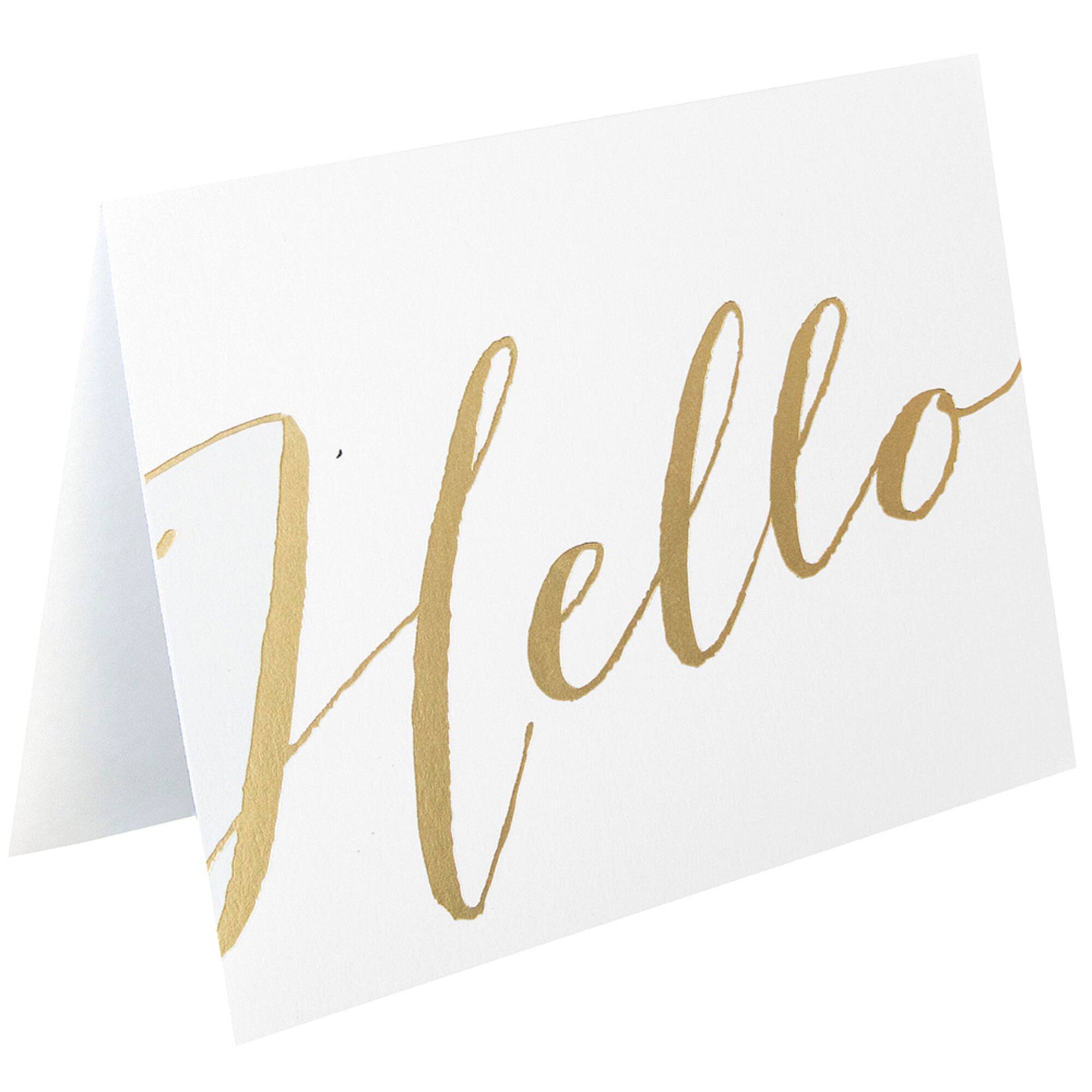 JAM Paper A1 White with Gold Script Blank Greeting Cards & Envelopes, 10ct.